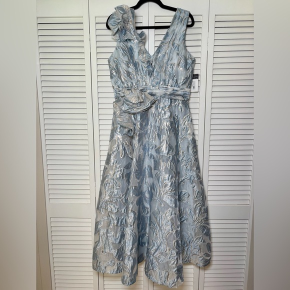 NWT Tahari ASL Floral Jacquard Metallic Midi/Maxi  Dress 12 - Picture 8 of 12